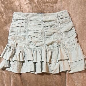 Zara Light Beige Ruched Mini Skirt